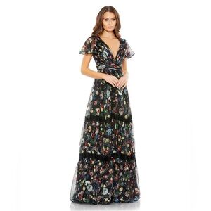 FLORAL PRINT PLEATED WRAP OVER BUTTERFLY SLEEVE MAXI DRESS